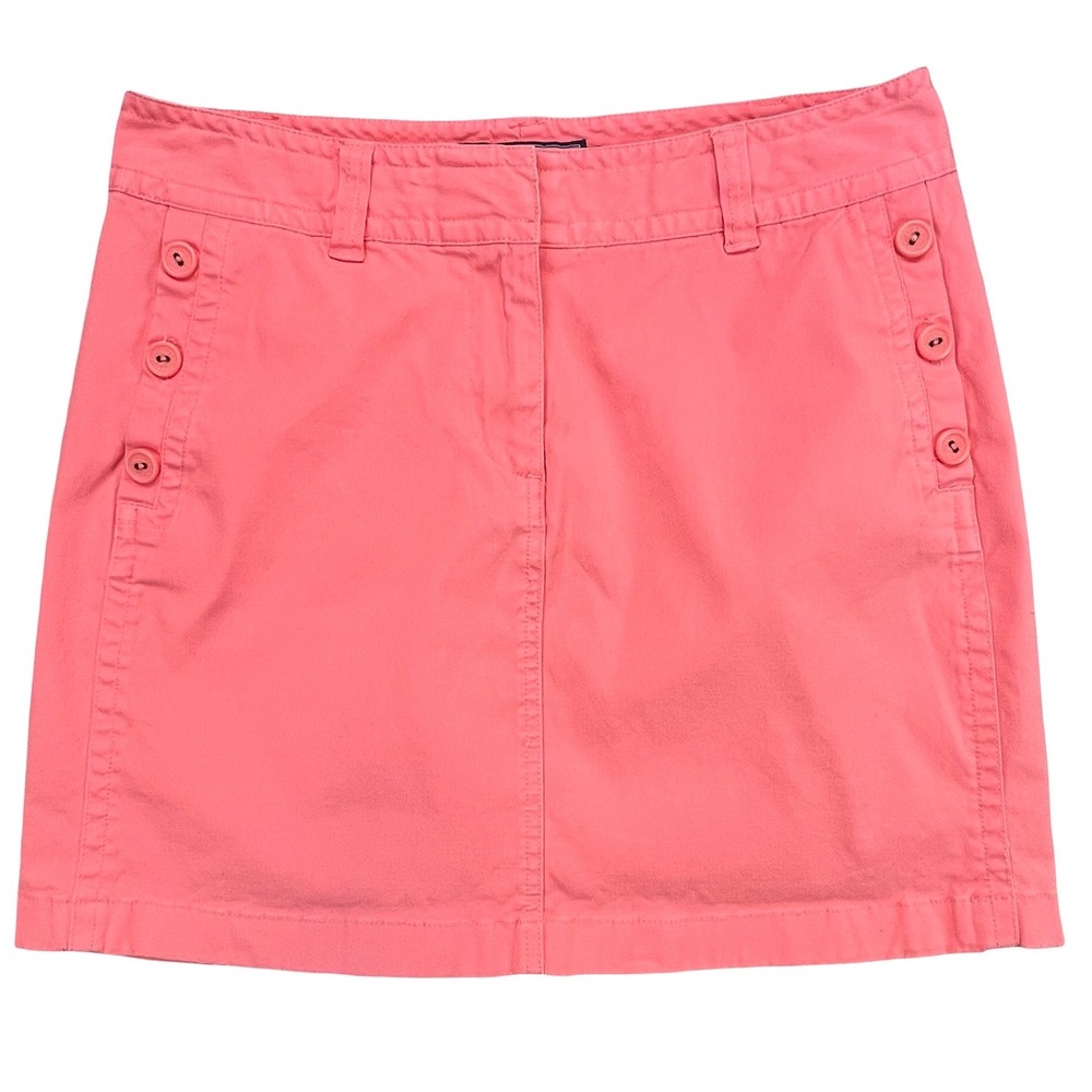 Vineyard Vines Womens Chino Skirt Coral Pink Sailor Button Preppy Coastal Size 6